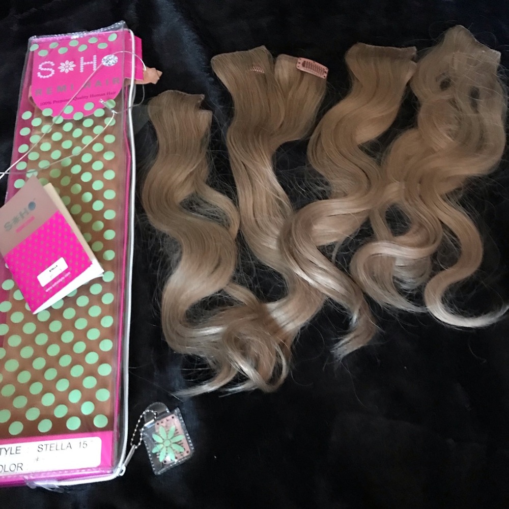 Real Human Hair Extensions 4 full clip in Blonde